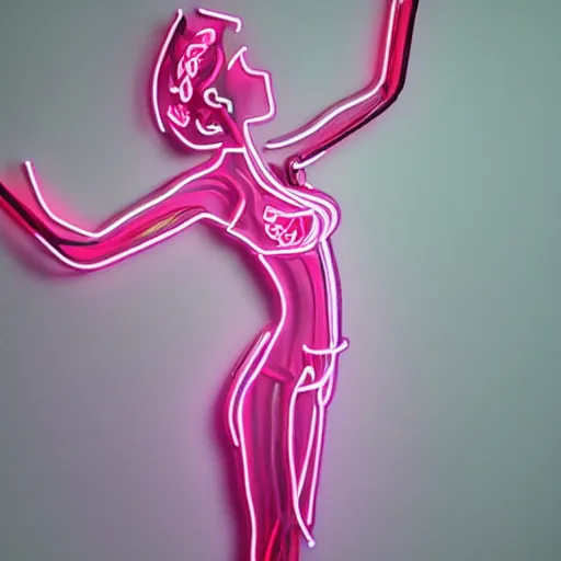 Image similar to 3 d neon art of a womens body, highly detailed