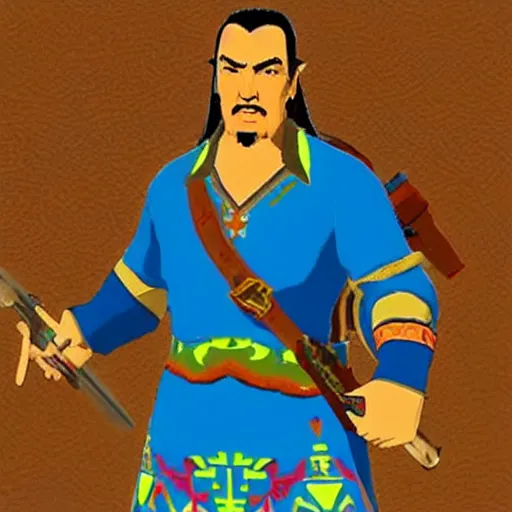 Prompt: Steven Seagal in The Legend of Zelda Breath of the Wild