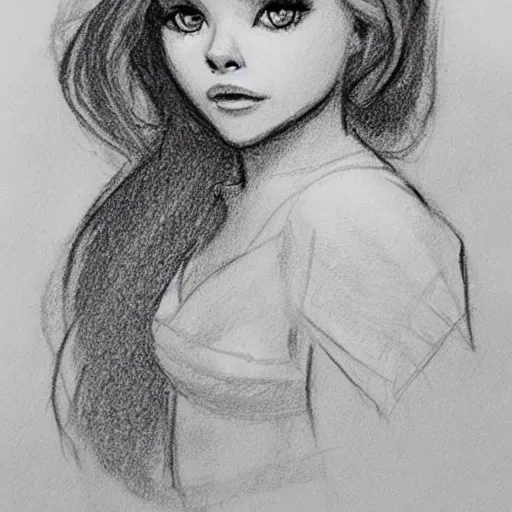 Image similar to milt kahl pencil sketch of chloe grace moretz as snow white