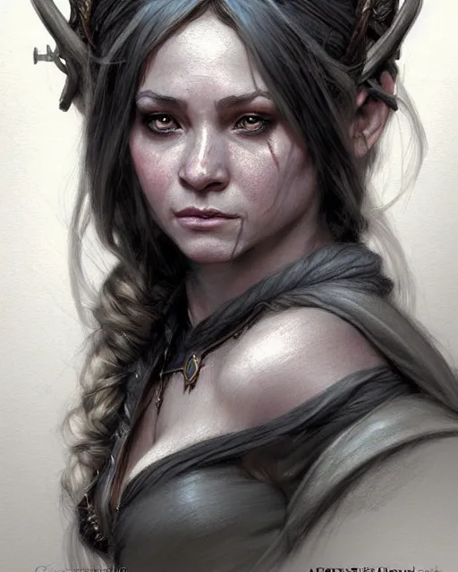 Prompt: a female dwarf sorceress | | pencil sketch, realistic shaded, fine details, realistic shaded lighting poster by greg rutkowski, magali villeneuve, artgerm, jeremy lipkin and michael garmash and rob rey