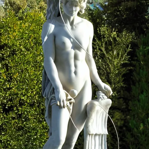 Prompt: Artemis sculpture by Donatello,marble