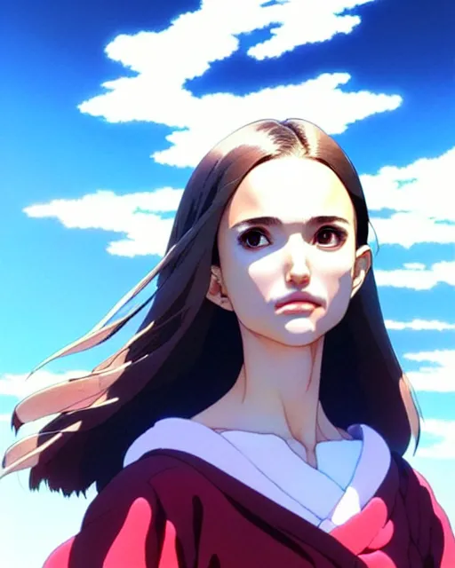 Image similar to beautiful! portrait of the popular japanese natalie portman girl, by katsuhiro otomo, yoshitaka amano, nico tanigawa, artgerm, greg rutkowski makoto shinkai takashi takeuchi studio ghibli, akihiko yoshida rendered with intense 3 d effect.