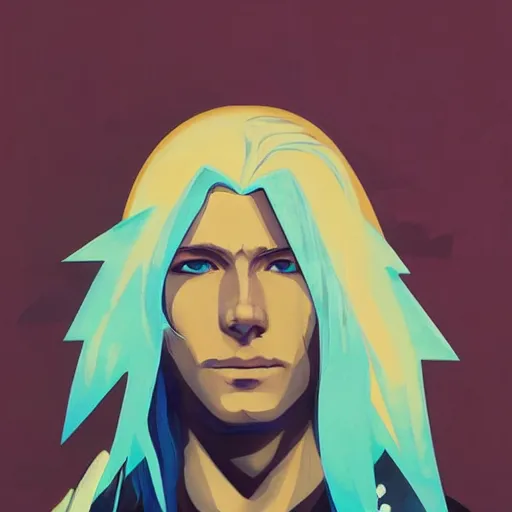 Prompt: Sephiroth Profile Picture by Sachin Teng, asymmetrical, Organic Painting , Matte Painting, geometric shapes, hard edges, graffiti, street art,:2 by Sachin Teng:4