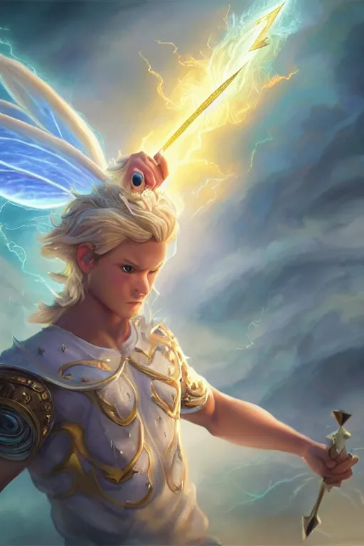 Prompt: legendary fairy prince casting a lightning spell,, blue energy, highly detailed, d & d, fantasy, highly detailed, digital painting, trending on artstation, concept art, sharp focus, illustration, global illumination, ray tracing, realistic shaded, art by artgerm and greg rutkowski and fuji choko and viktoria gavrilenko and hoang lap