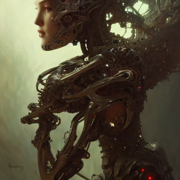 Image similar to organic cyborg, berserker, diffuse lighting, fantasy, intricate, elegant, highly detailed, lifelike, photorealistic, digital painting, artstation, illustration, concept art, smooth, sharp focus, art by John Collier and Albert Aublet and Krenz Cushart and Artem Demura and Alphonse Mucha