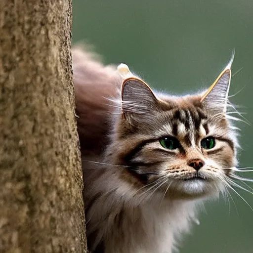 Prompt: siberian cat hunting bird