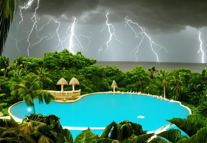 Image similar to Palace of the chalice, refracted sparkles, thunderstorm, greek pool, beach and Tropical vegetation on the background major arcana sky, 2005 blog, dslr camera IMG_4016