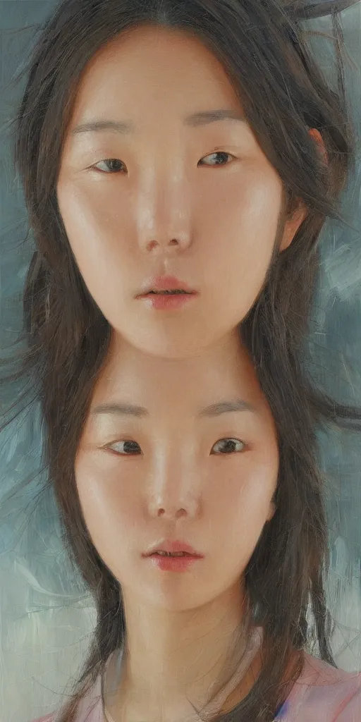 Prompt: beautiful highly detailed and expressive oil painting of a korean woman's face formed by petals, masterpiece, dynamic lighting,