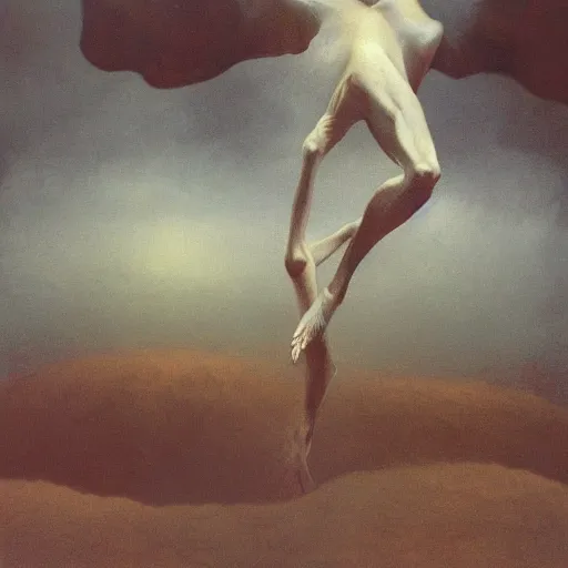 Image similar to Boreas by Zdzisław Beksiński, oil on canvas