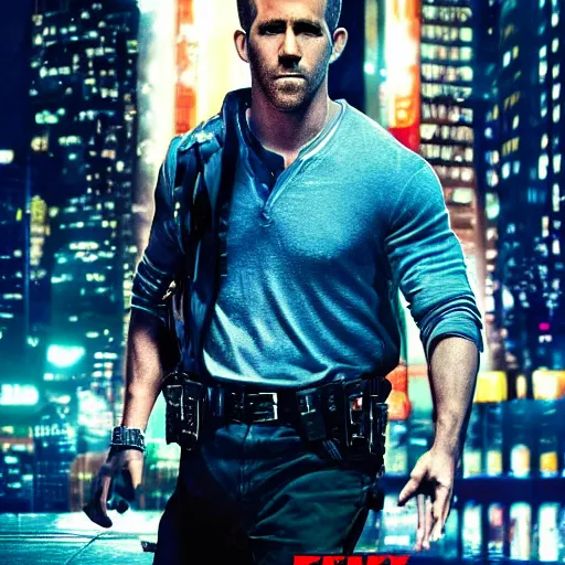 Image similar to poster for a romantic movie featuring ryan reynolds as sgt chase meeting the love of his life tiffany in prison, cyberpunk setting, 4 k resolution, on on imax