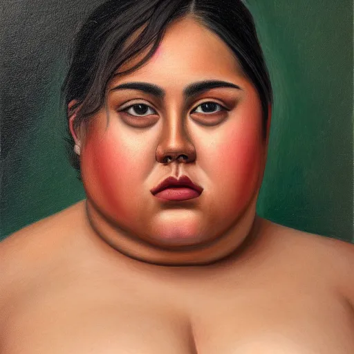 Image similar to A portrait of a strong and thick attractive non-binary person, medium skin tone, Mexican, oil painting, majestic, detailed, high resolution