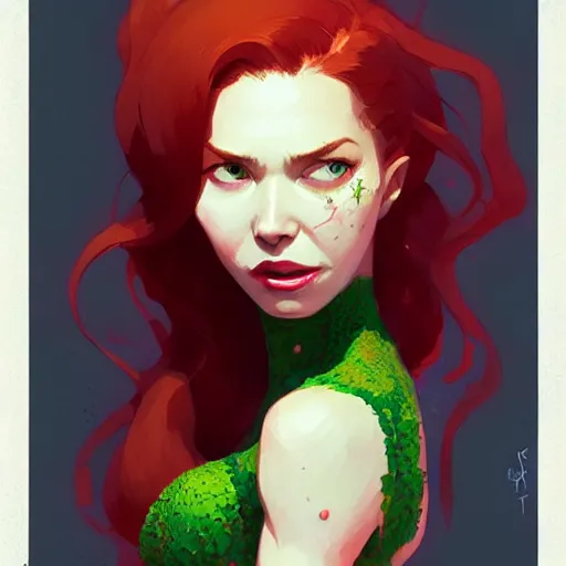 Image similar to highly detailed portrait of poison ivy, surburb woman, photographic realistic background, by atey ghailan, by greg rutkowski, by greg tocchini, by james gilleard, by joe fenton, by kaethe butcher, trending on instagram, award winning details