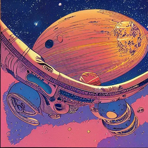 Image similar to a spacefight | jean giraud moebius