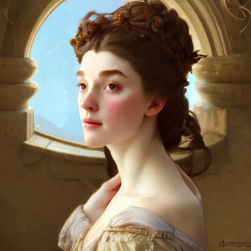Prompt: beautiful natural Sidney Sweeney as a 1700s princess, intricate, elegant, highly detailed, digital painting, artstation, concept art, smooth, sharp focus, illustration, art by artgerm and greg rutkowski and alphonse mucha and loish and WLOP