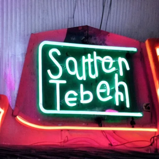 Prompt: a lousy photograph of a southern trash neon bar sign