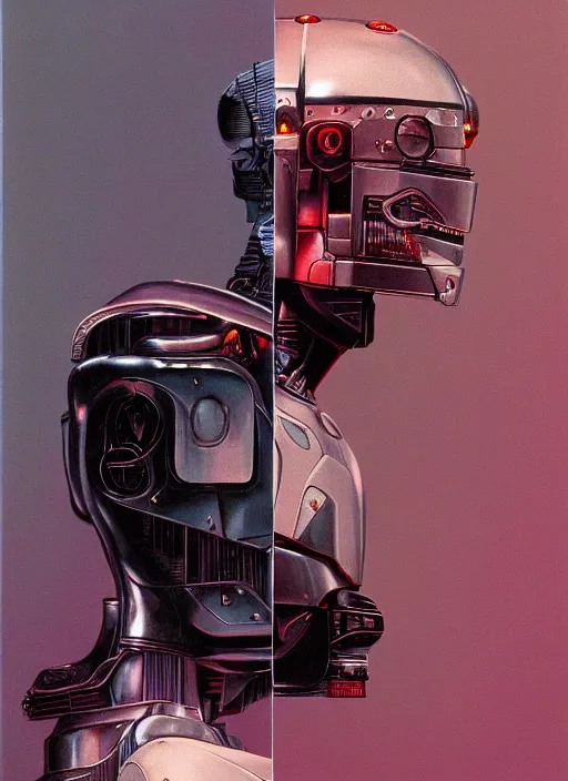 Image similar to portrait of Robocop (1987), detailed, coherent, painted by Edward Hopper, Wayne Barlowe, James Gilleard, airbrush, art by James Jean