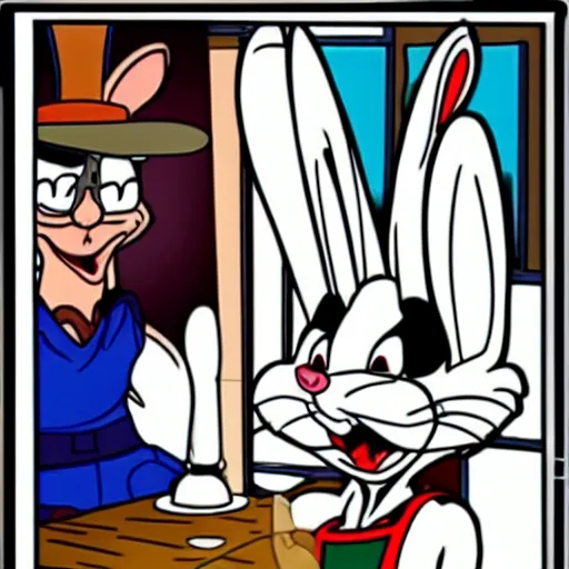 Prompt: Bugs Bunny hanging out with Walter White