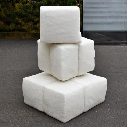 Prompt: abstract cubes sculpture made of soft cotton texture style by August Rodin