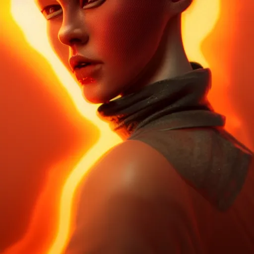 Prompt: a highly detailed portrait of a character, a burning TV instead of a head, fiery colors, artstation, DeviantArt, professional, octane render, sunset lighting