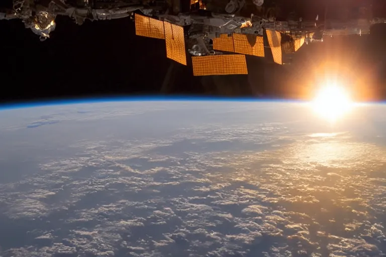 Image similar to photo of sun on earth horizon from the international space station