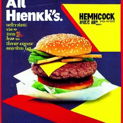 Image similar to a 1 9 8 0 s ad for the all new mcdonald's hemlock burger