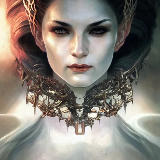 Prompt: portrait of a destruction goddess, intricate chaos, evil, elegant, highly detailed, death, digital painting, satan, artstation, lucifer, concept art, smooth, sharp focus, illustration, art by artgerm and greg rutkowski and nekro borja and mucha and william - adolphe bouguereau