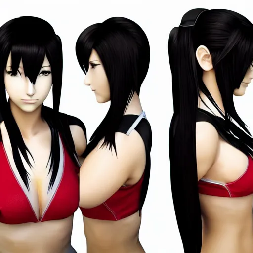 Image similar to head and body of tifa lockhart from final fantasy vii, highly detailed
