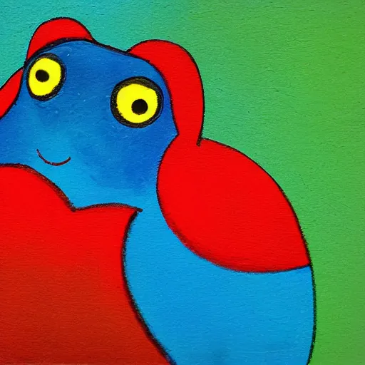 Prompt: red frog and blue bird