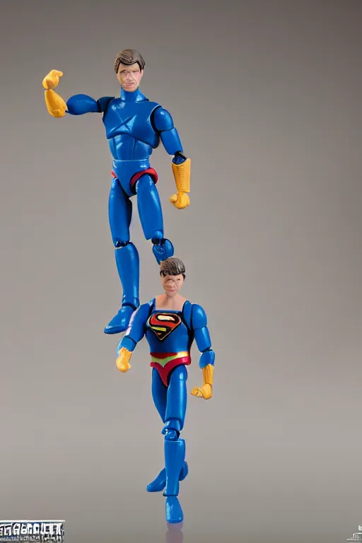 Prompt: product photo of kenner action figure, 5 points of articulation, sci fi, superhero, perfect human proportions, t - pose, studio lighting