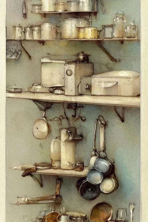 Image similar to ( ( ( ( ( 1 9 5 0 s kitchen. muted colors. ) ) ) ) ) by jean - baptiste monge!!!!!!!!!!!!!!!!!!!!!!!!!!!