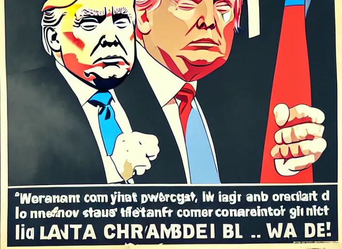 Image similar to donald trump in a communist propaganda poster promoting labour