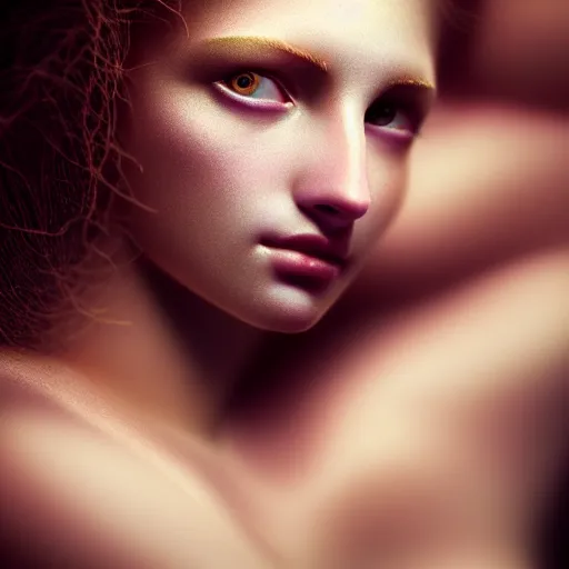 Image similar to photographic portrait of a stunningly beautiful siren female, in soft dreamy light at sunset, contemporary fashion shoot, by edward robert hughes, annie leibovitz and steve mccurry, david lazar, jimmy nelsson, extremely detailed, breathtaking, hyperrealistic, perfect face, octane render