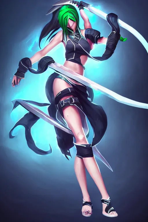 Image similar to Digital art of Akali from League of Legends, concept art, Riot Games, studio lighting, white ambient background, anime, highly detailed, realistic, trending on Artstation