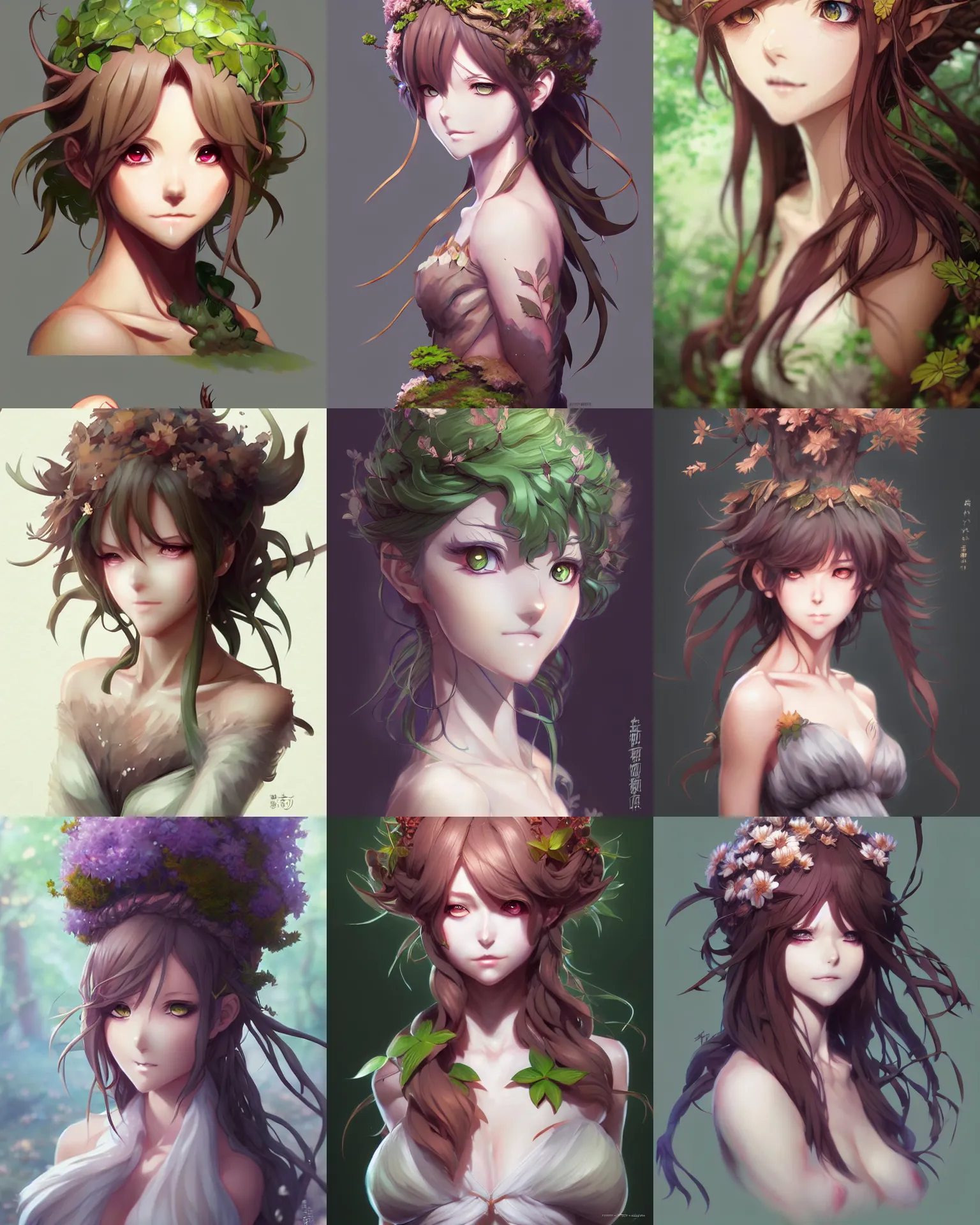 Prompt: character concept art of an anime dryad | | cute - fine - face, pretty face, realistic shaded perfect face, fine details by antilous chao, stanley artgerm lau, wlop, rossdraws, marc simonetti, and sakimichan, tranding on artstation