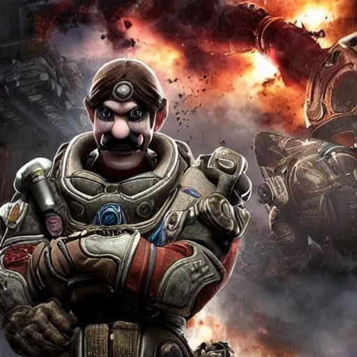 Image similar to Waluigi in Gears of War