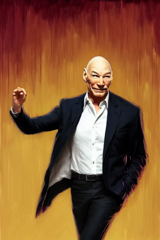 Image similar to patrick stewart dancing on the ceiling lionel richie, animation pixar style, by magali villeneuve, artgerm, jeremy lipkin and michael garmash, rob rey and kentaro miura style, golden ratio, trending on art station