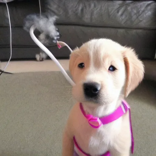 Image similar to puppy vaping