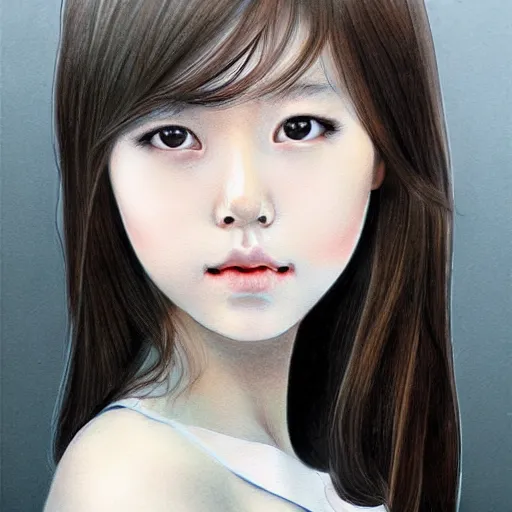 Prompt: a perfect, realistic professional digital sketch of semirealistic young girl, by pen and watercolor, by a professional Chinese Korean artist on ArtStation, on high-quality paper