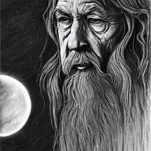 Prompt: Gandalf pondering his orb by Magalie Villeneuve