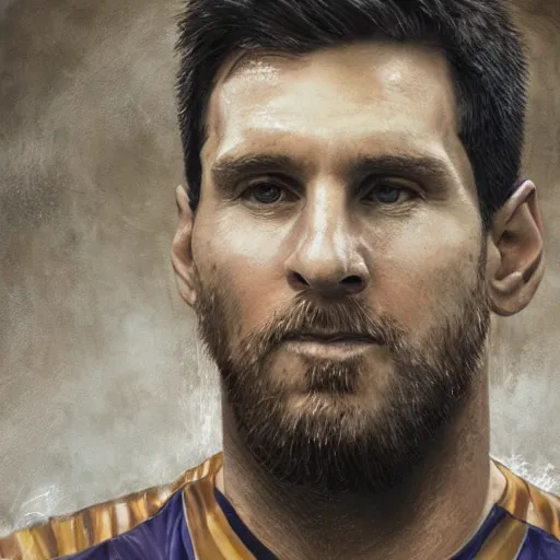 Image similar to a portrait of lionel messi, studio lighting, detailed, realistic,