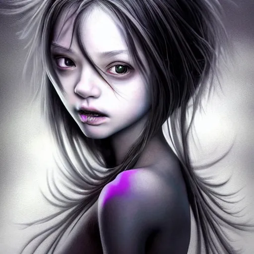 Prompt: demented girl, ultra detailed painting at 1 6 k resolution and epic visuals. epically beautiful image. amazing effect, image looks crazily crisp as far as it's visual fidelity goes, absolutely outstanding. vivid clarity. ultra. iridescent. mind - breaking. mega - beautiful pencil shadowing. beautiful face. ultra high definition, range murata and artgerm