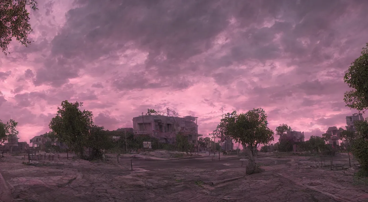 Image similar to hdr map of evening pink sky, photorealistic, hyper detailed, hyper realistic, houdini, vfx, unreal engine 4, octane render, vray render, 8 k