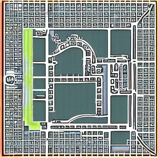 Prompt: city square d & d map, grid, fantasy, flat