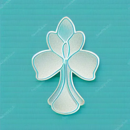 Prompt: isometric perspective icon of a cattleya orchid in monochromatic light blue reflective metallic iridescent material, 3 d render on dark background