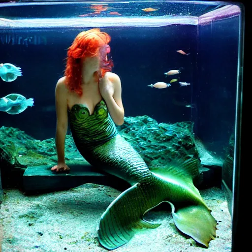 Image similar to the last mermaid in an old aquarium, circa 2009, photograph