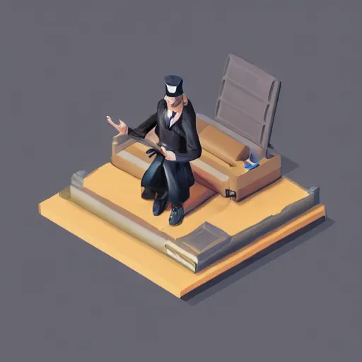 Image similar to an isometric portrait of a conductor, unreal engine, trending on artstation,