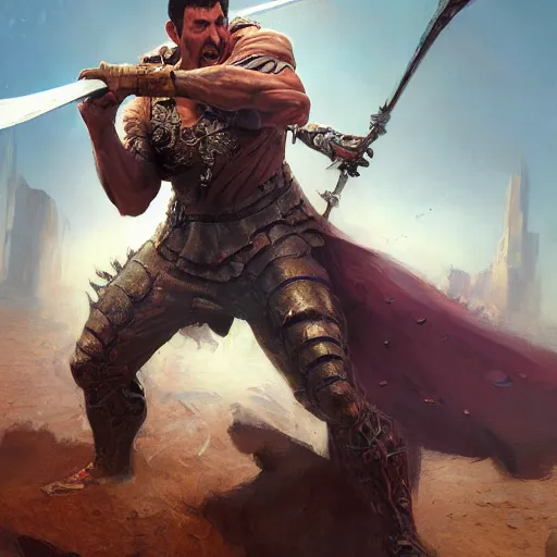 Image similar to portait of a adam sandler swinging his long sword, front game card, drark, marvel comics, dark, intricate, highly detailed, smooth, artstation, digital illustration by ruan jia and mandy jurgens and artgerm and wayne barlowe and greg rutkowski and zdislav beksinski