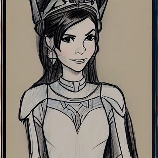 Image similar to milt kahl sketch of victoria justice as princess padme from star wars episode 3