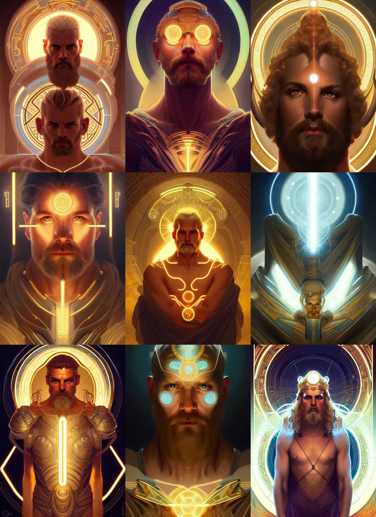 Prompt: symmetry!! portrait of zeus, thunder, sci - fi, glowing lights!! intricate, elegant, highly detailed, digital painting, artstation, concept art, smooth, sharp focus, illustration, art by artgerm and greg rutkowski and alphonse mucha, 8 k