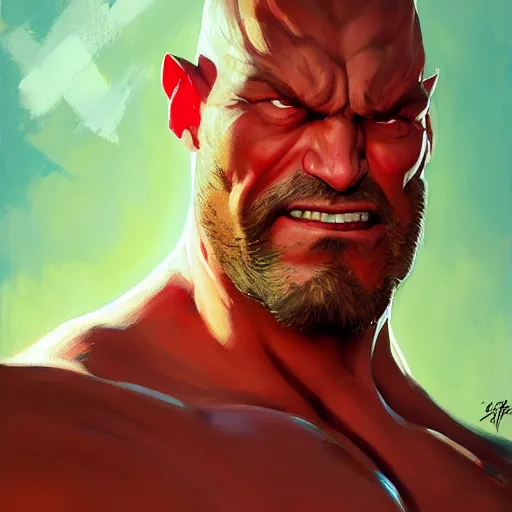 Image similar to greg manchess portrait painting of drax the destroyer as overwatch character, medium shot, asymmetrical, profile picture, organic painting, sunny day, matte painting, bold shapes, hard edges, street art, trending on artstation, by huang guangjian and gil elvgren and sachin teng